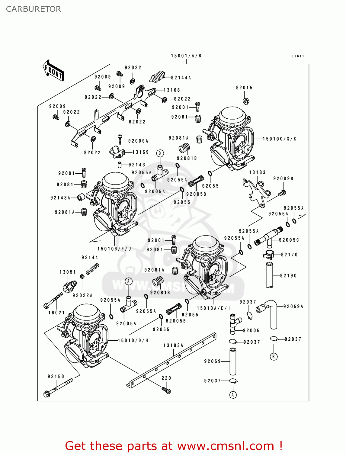 CARBURETOR ZX600D1 NINJA ZX6 1990 USA CALIFORNIA CANADA