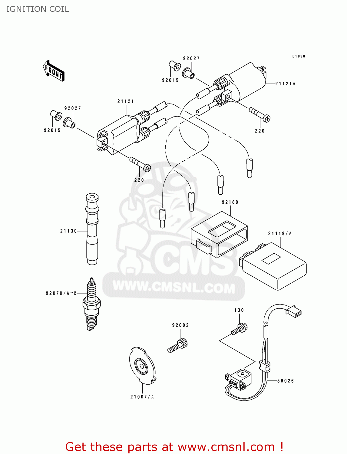 IGNITION COIL ZX600D1 NINJA ZX6 1990 USA CALIFORNIA CANADA