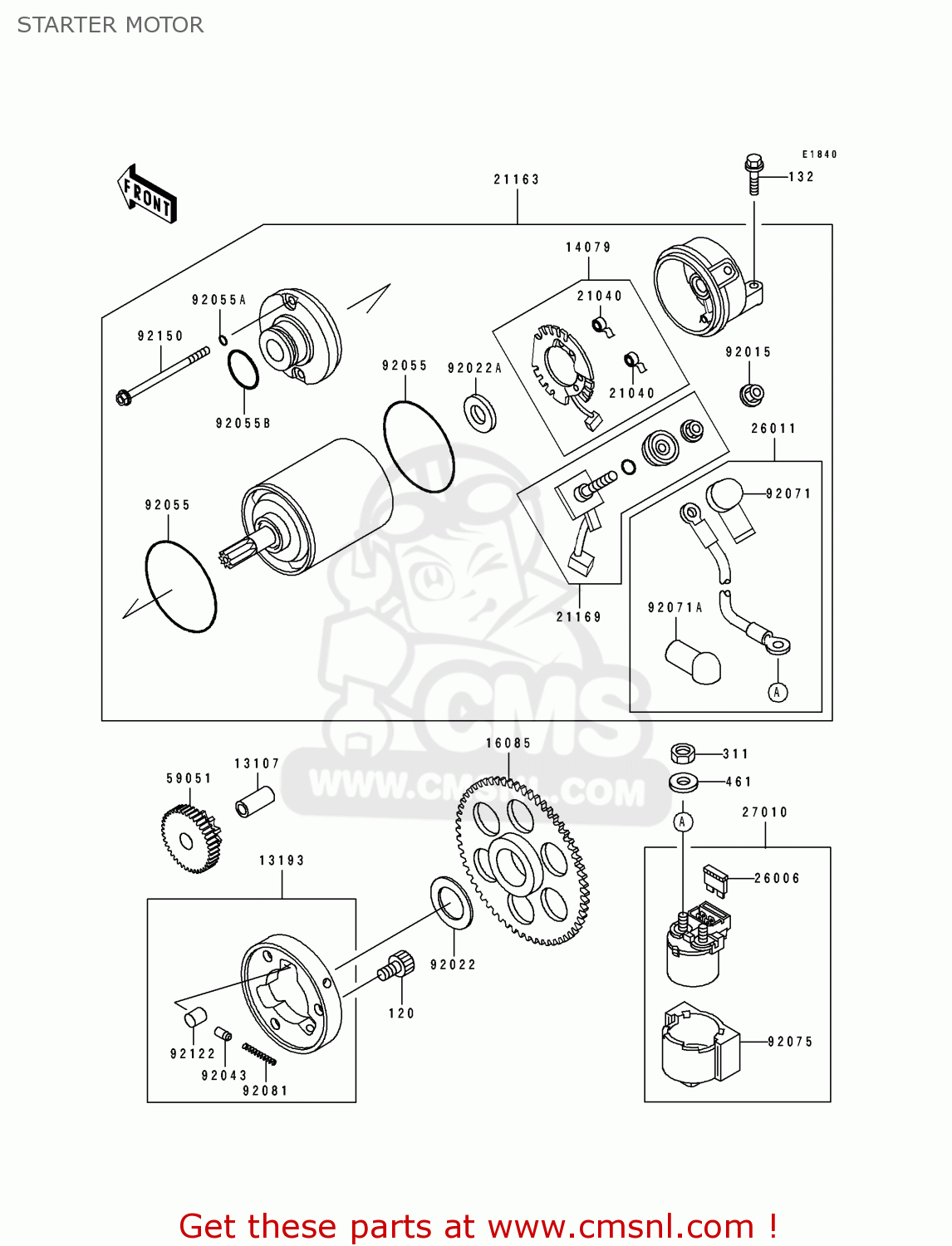 STARTER MOTOR ZX600D1 NINJA ZX6 1990 USA CALIFORNIA CANADA