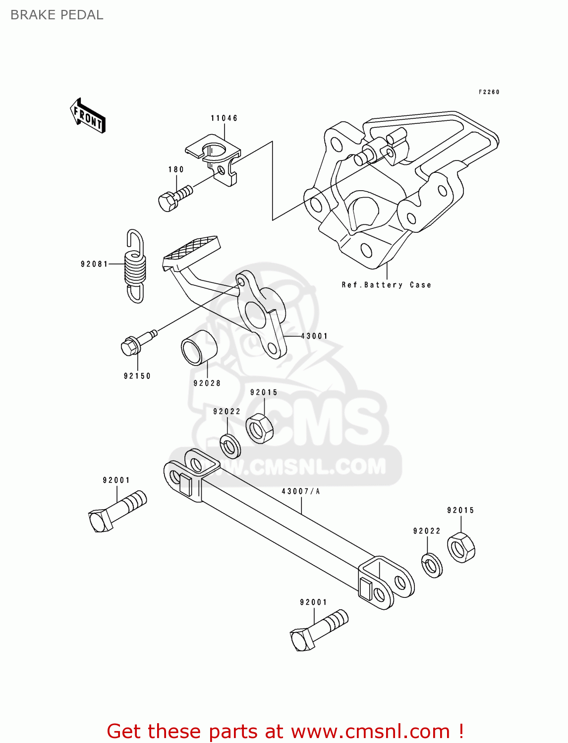 BRAKE PEDAL ZX600D1 NINJA ZX6 1990 USA CALIFORNIA CANADA