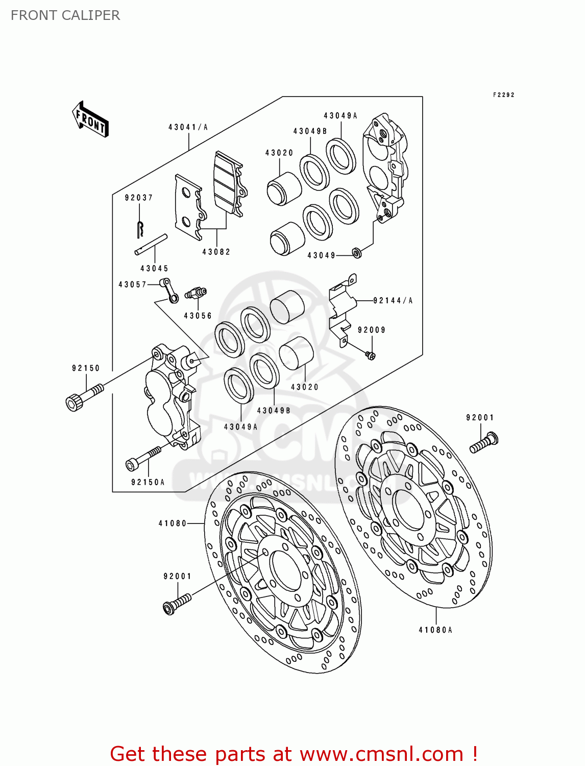 FRONT CALIPER ZX600D1 NINJA ZX6 1990 USA CALIFORNIA CANADA