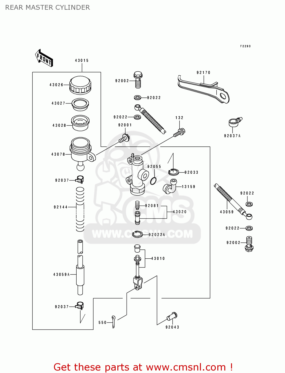 REAR MASTER CYLINDER ZX600D1 NINJA ZX6 1990 USA CALIFORNIA CANADA