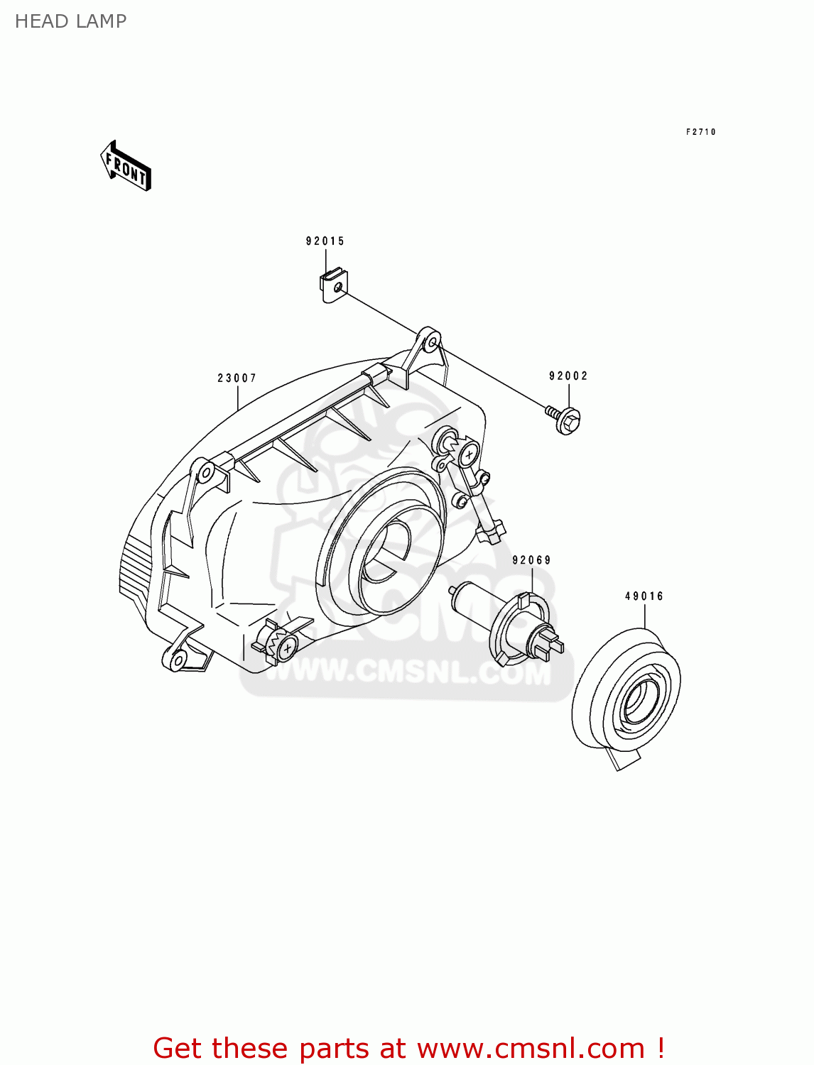 HEAD LAMP ZX600D1 NINJA ZX6 1990 USA CALIFORNIA CANADA