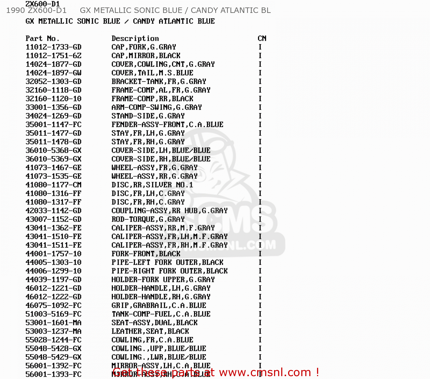 1990 ZX600-D1     GX METALLIC SONIC BLUE / CANDY ATLANTIC BL ZX600D1 NINJA ZX6 1990 USA CALIFORNIA CANADA