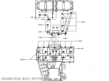CRANKCASE BOLT PATTERN - ZX600D1 NINJA ZX6 1990 USA CALIFORNIA CANADA