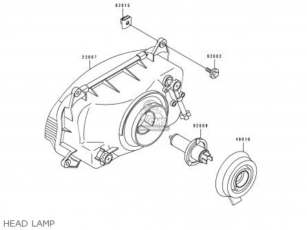 HEAD LAMP - ZX600D1 NINJA ZX6 1990 USA CALIFORNIA CANADA