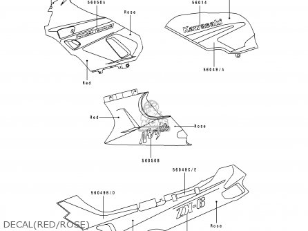 DECAL(RED/ROSE) - ZX600D1 NINJA ZX6 1990 USA CALIFORNIA CANADA