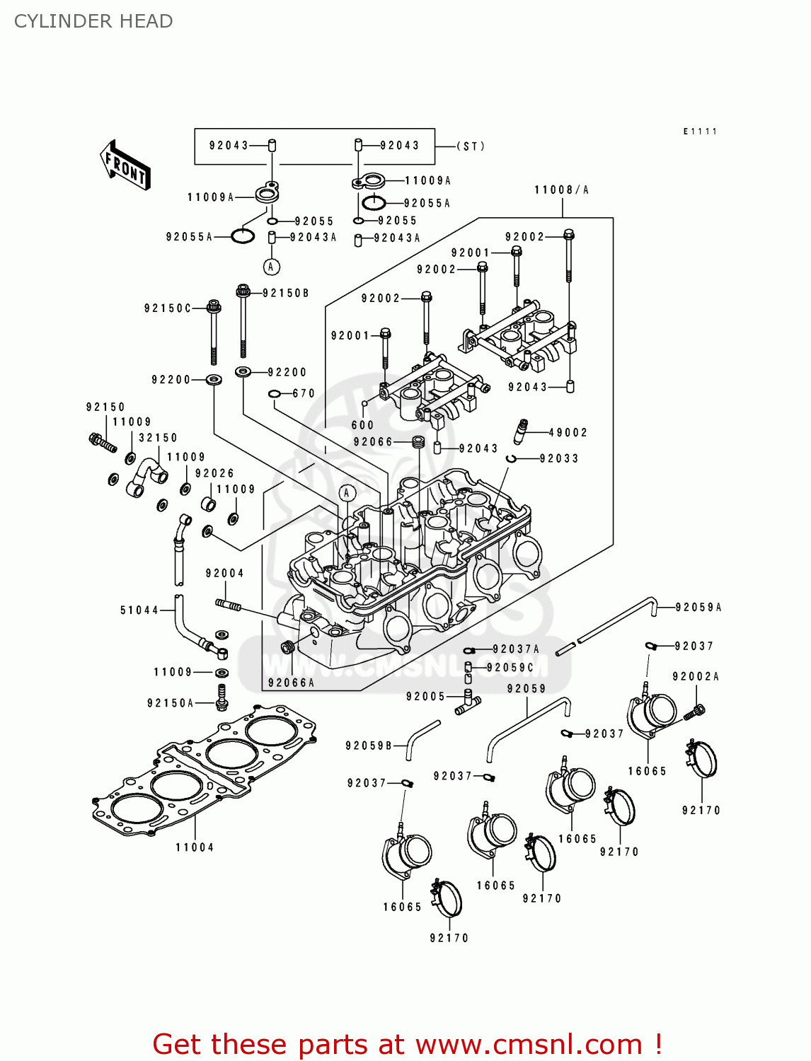 CYLINDER HEAD ZX600D1 ZZR600 1990 EUROPE UK FR AR FG GR IT NR SD SP ST