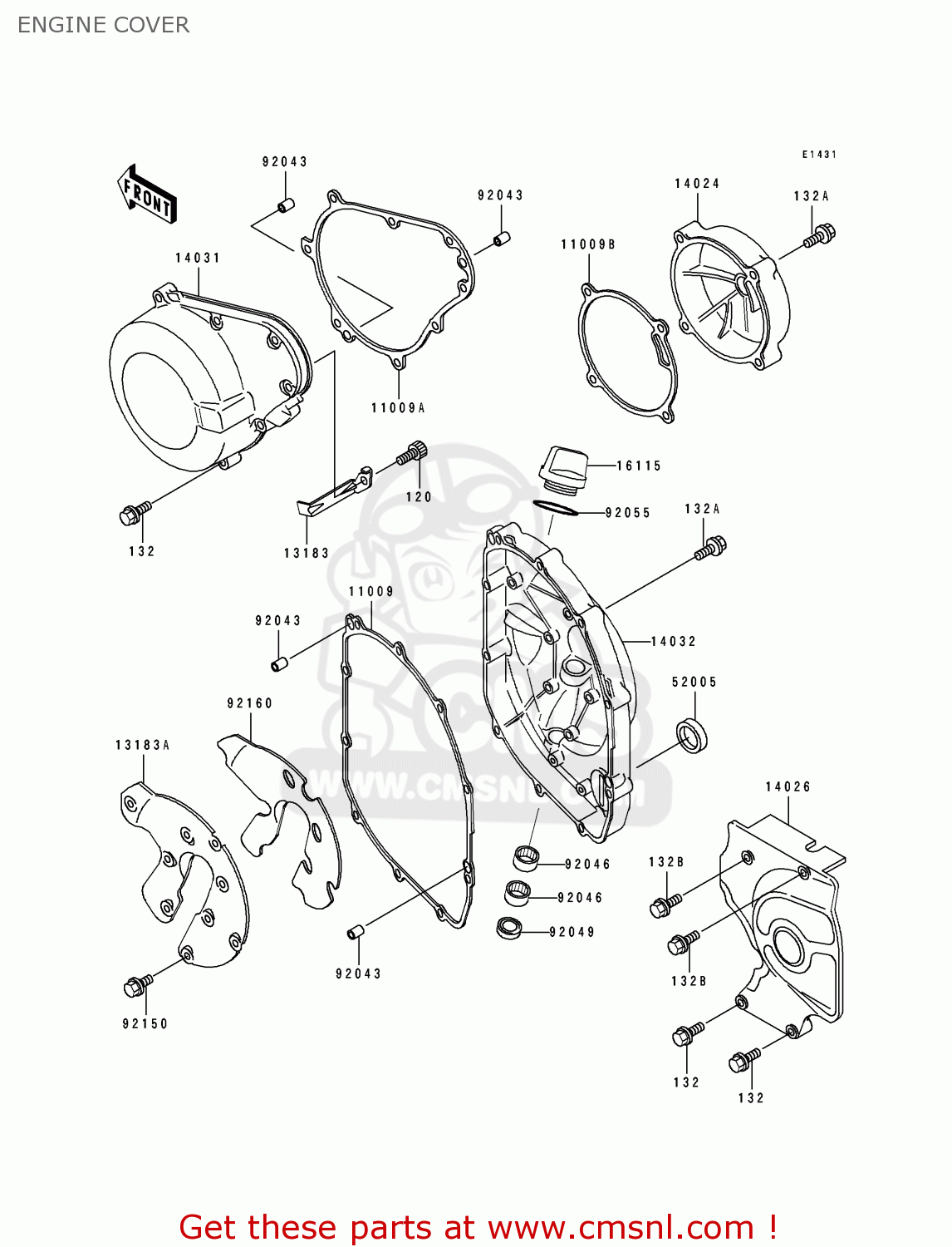 ENGINE COVER ZX600D1 ZZR600 1990 EUROPE UK FR AR FG GR IT NR SD SP ST