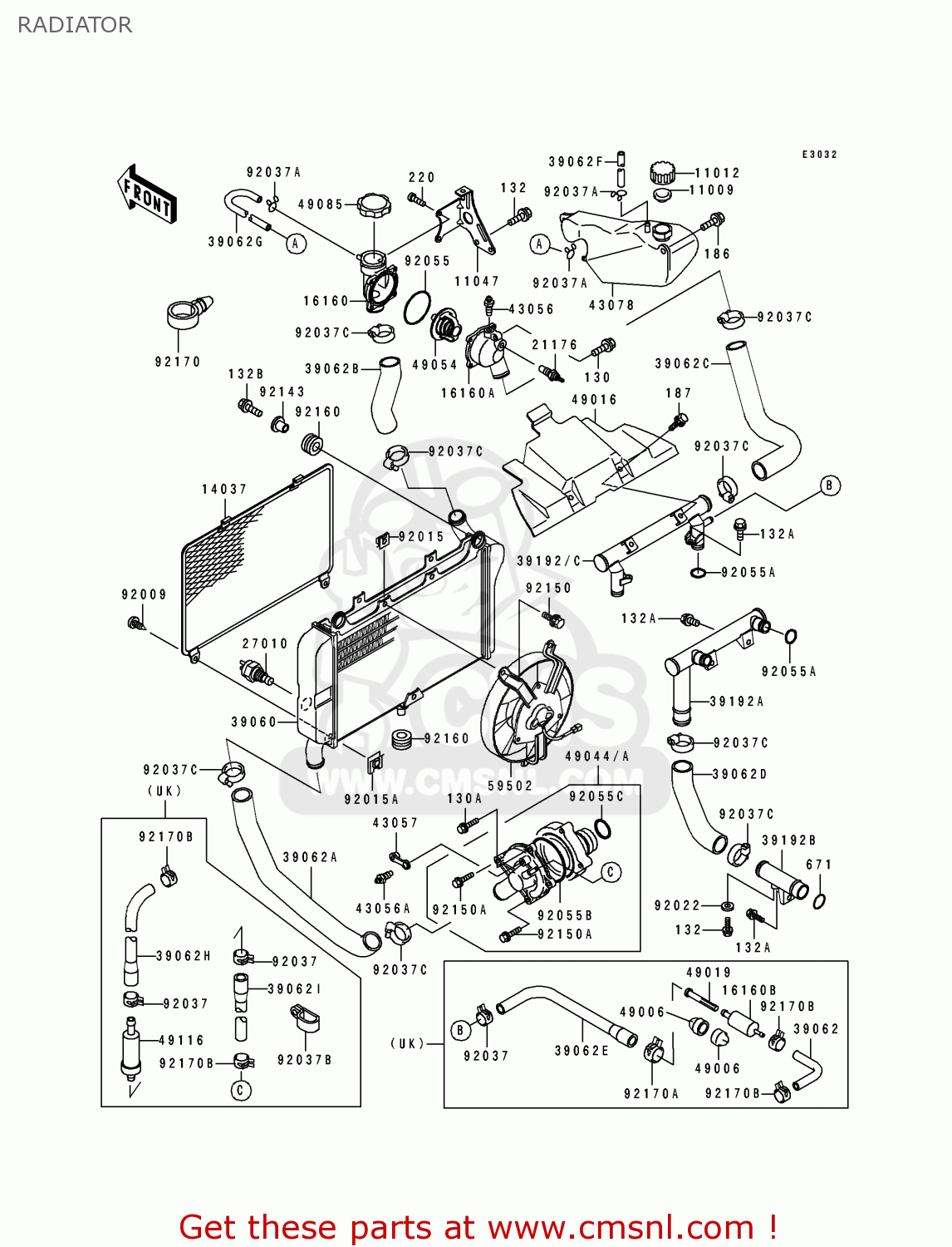 RADIATOR ZX600D1 ZZR600 1990 EUROPE UK FR AR FG GR IT NR SD SP ST