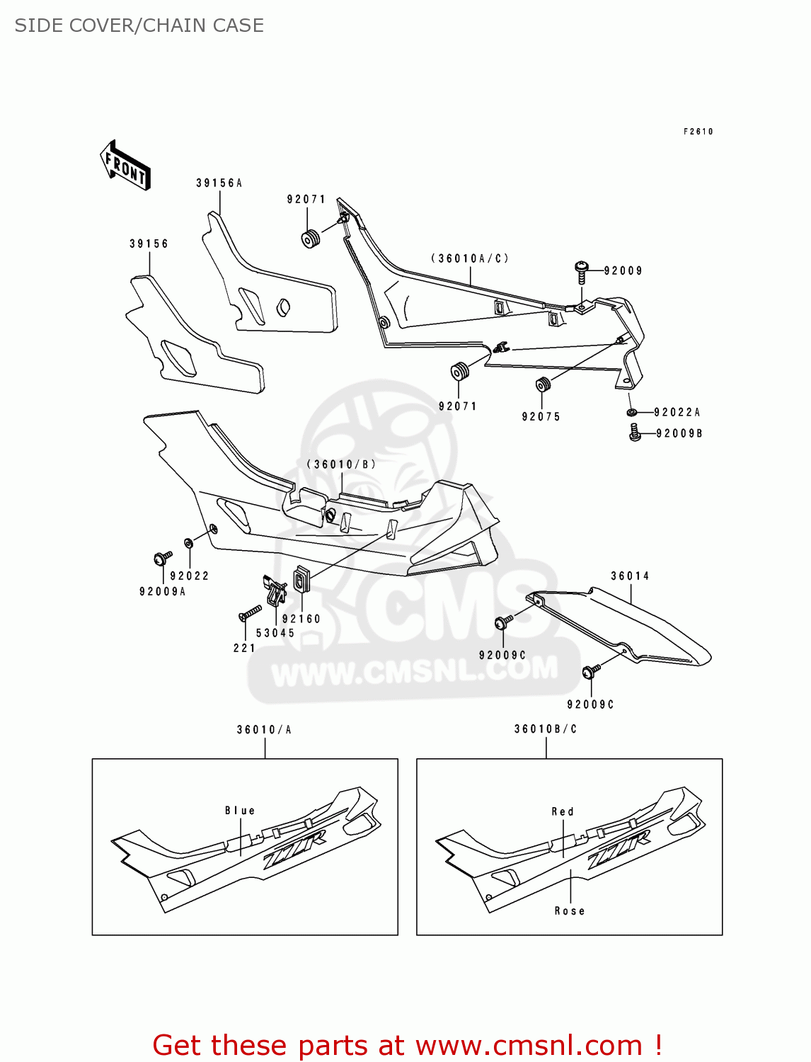 SIDE COVER/CHAIN CASE ZX600D1 ZZR600 1990 EUROPE UK FR AR FG GR IT NR SD SP ST
