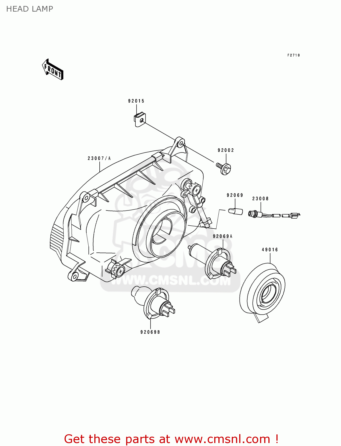 HEAD LAMP ZX600D1 ZZR600 1990 EUROPE UK FR AR FG GR IT NR SD SP ST