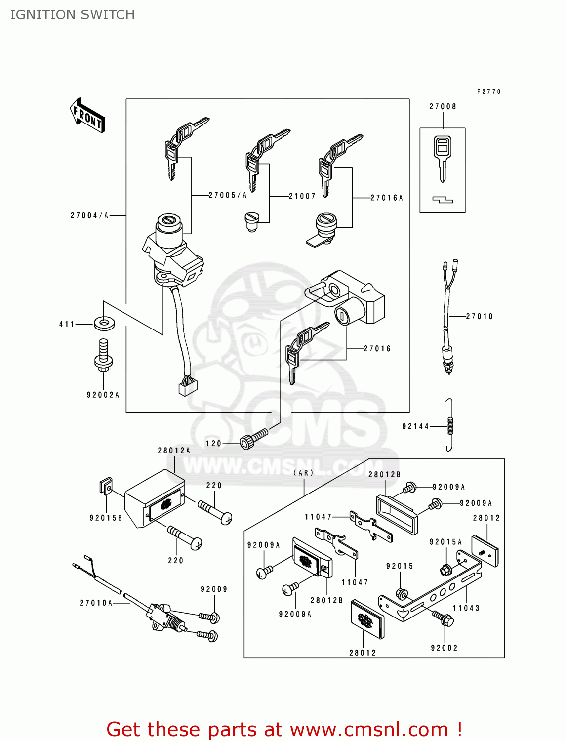 IGNITION SWITCH ZX600D1 ZZR600 1990 EUROPE UK FR AR FG GR IT NR SD SP ST