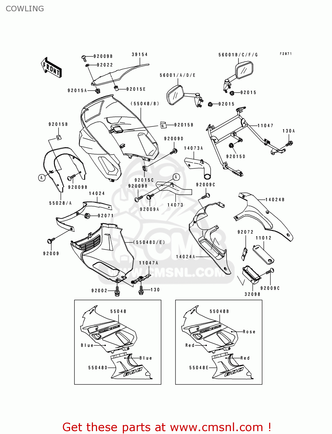 COWLING ZX600D1 ZZR600 1990 EUROPE UK FR AR FG GR IT NR SD SP ST