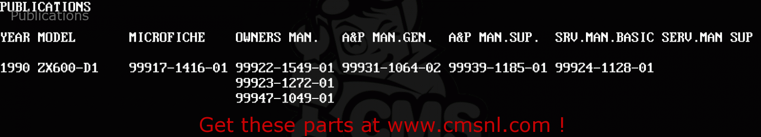 Publications ZX600D1 ZZR600 1990 EUROPE UK FR AR FG GR IT NR SD SP ST