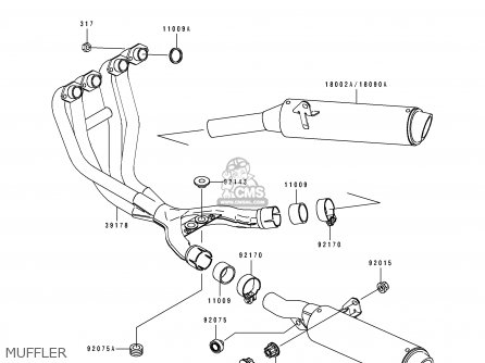 MUFFLER - ZX600D1 ZZR600 1990 EUROPE UK FR AR FG GR IT NR SD SP ST