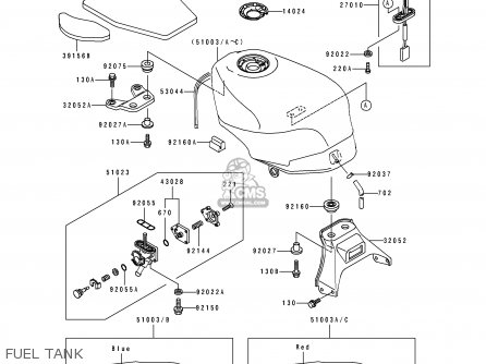 FUEL TANK - ZX600D1 ZZR600 1990 EUROPE UK FR AR FG GR IT NR SD SP ST
