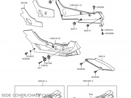 SIDE COVER/CHAIN CASE - ZX600D1 ZZR600 1990 EUROPE UK FR AR FG GR IT NR SD SP ST