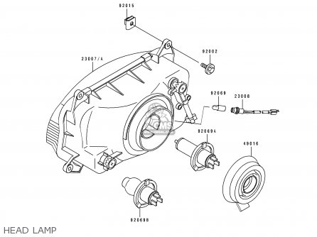 HEAD LAMP - ZX600D1 ZZR600 1990 EUROPE UK FR AR FG GR IT NR SD SP ST