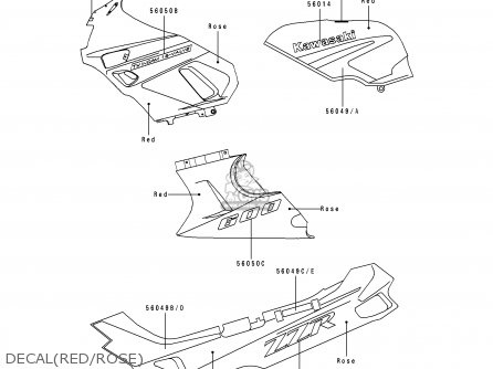 DECAL(RED/ROSE) - ZX600D1 ZZR600 1990 EUROPE UK FR AR FG GR IT NR SD SP ST