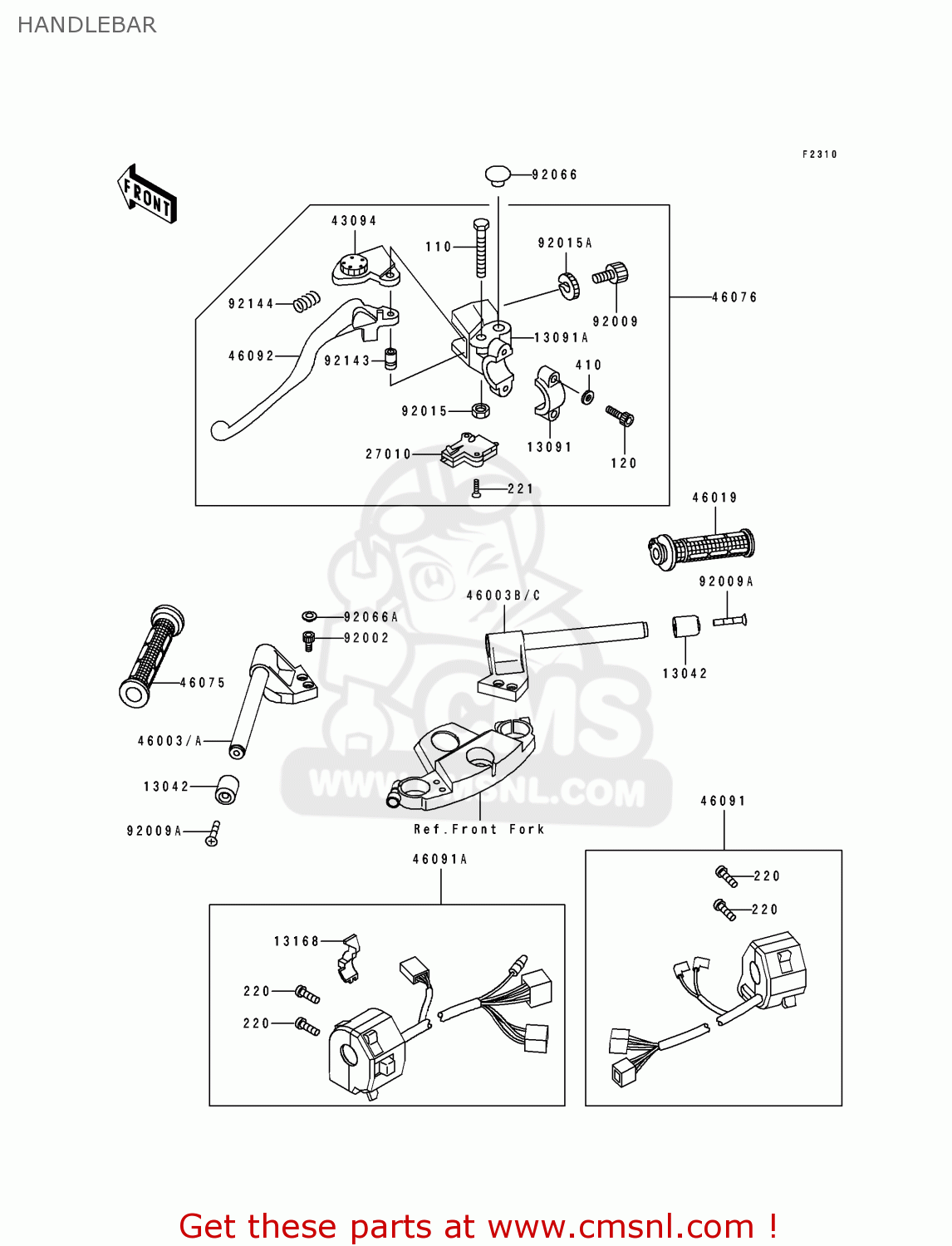 HANDLEBAR ZX600D2 NINJA ZX6 1991 USA CALIFORNIA CANADA
