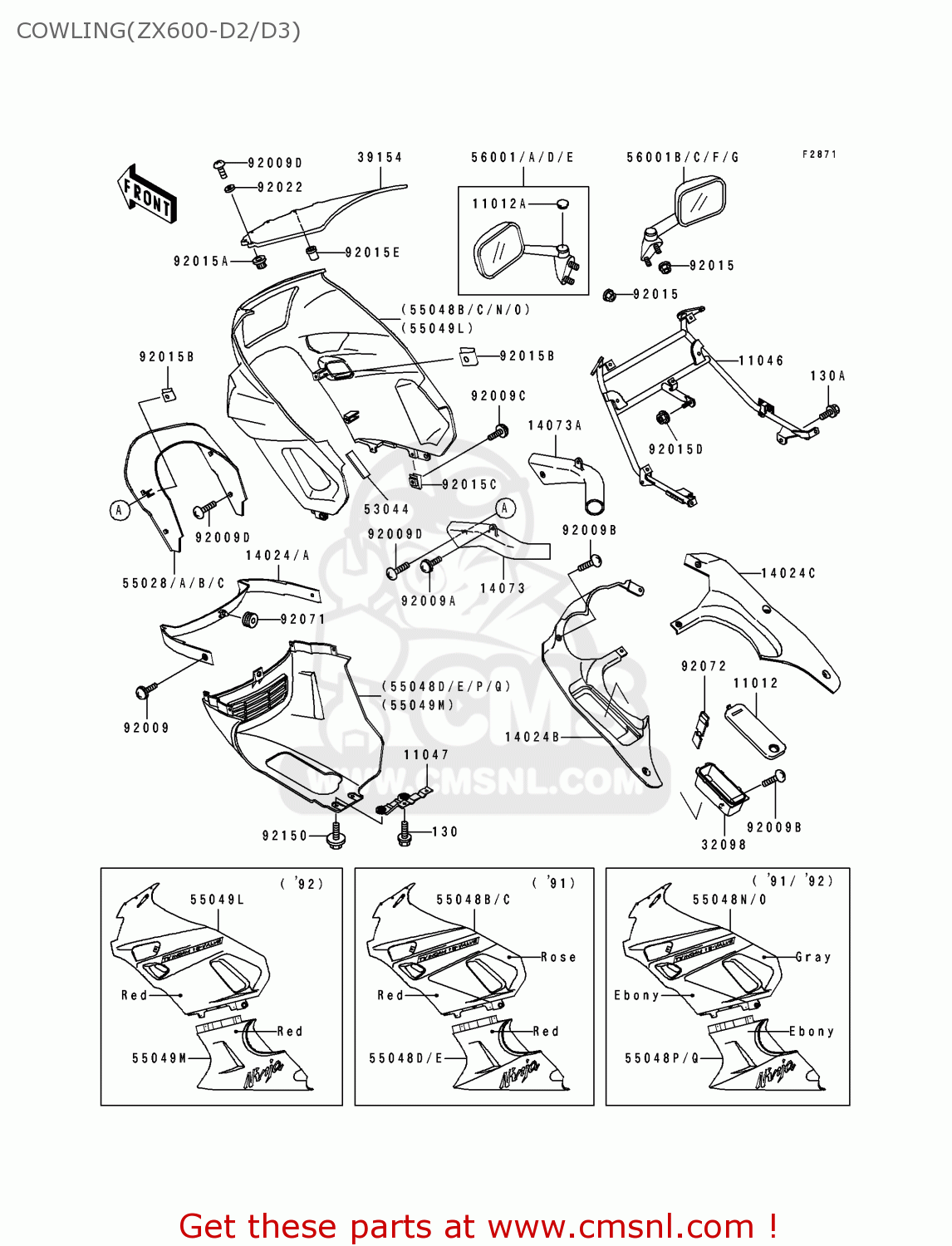 COWLING(ZX600-D2/D3) ZX600D2 NINJA ZX6 1991 USA CALIFORNIA CANADA