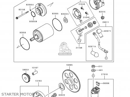 STARTER MOTOR - ZX600D2 NINJA ZX6 1991 USA CALIFORNIA CANADA