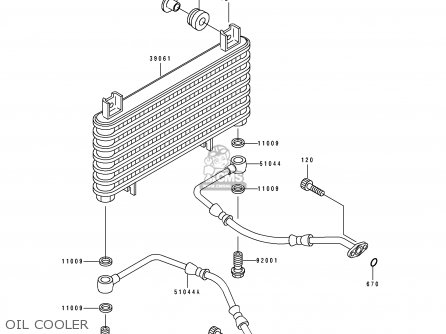 OIL COOLER - ZX600D2 NINJA ZX6 1991 USA CALIFORNIA CANADA