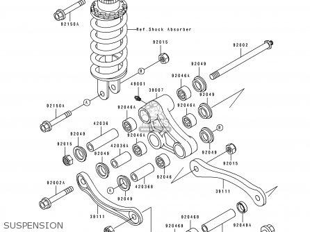 SUSPENSION - ZX600D2 NINJA ZX6 1991 USA CALIFORNIA CANADA