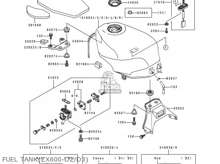 FUEL TANK(ZX600-D2/D3) - ZX600D2 NINJA ZX6 1991 USA CALIFORNIA CANADA