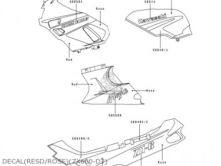 DECAL(RESD/ROSE)(ZX600-D2) - ZX600D2 NINJA ZX6 1991 USA CALIFORNIA CANADA
