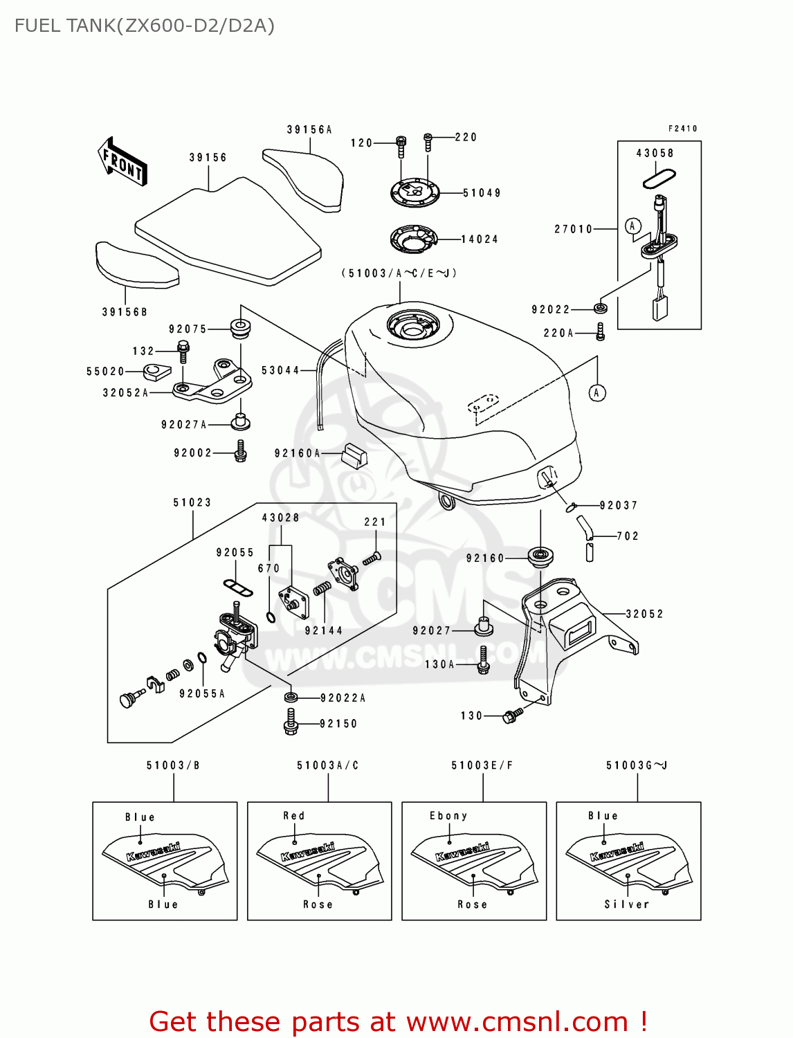 FUEL TANK(ZX600-D2/D2A) ZX600D2 ZZR600 1991 EUROPE UK FR AR FG GR IT NR SD SP ST