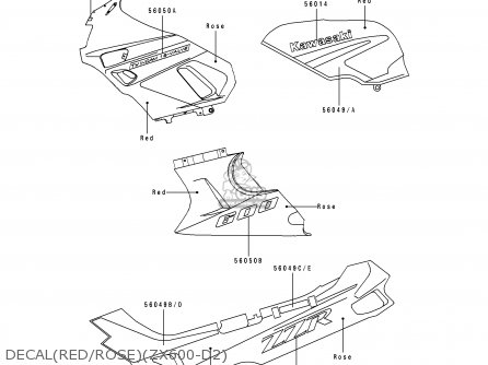 DECAL(RED/ROSE)(ZX600-D2) - ZX600D2 ZZR600 1991 EUROPE UK FR AR FG GR IT NR SD SP ST