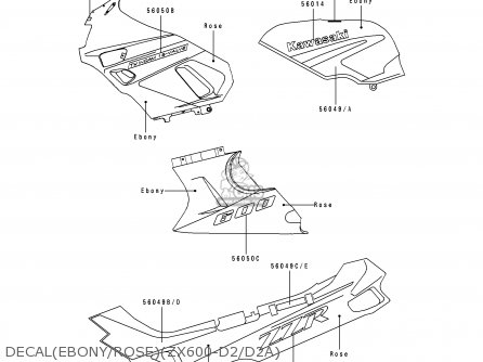 DECAL(EBONY/ROSE)(ZX600-D2/D2A) - ZX600D2 ZZR600 1991 EUROPE UK FR AR FG GR IT NR SD SP ST