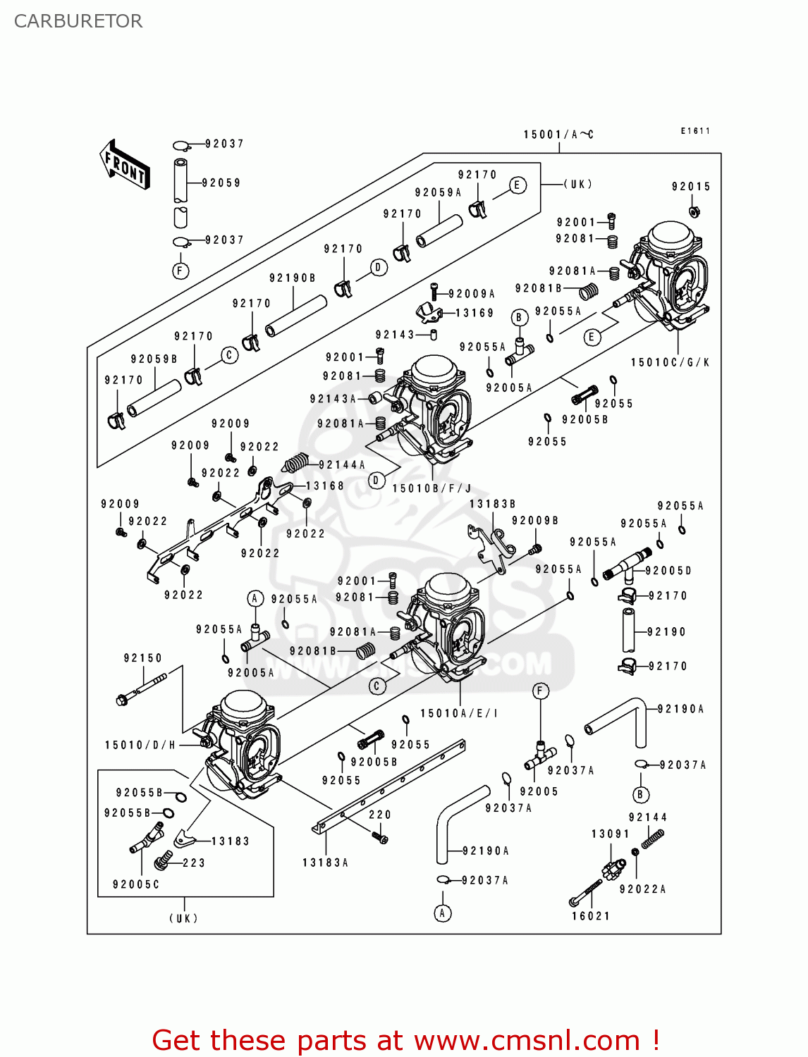 CARBURETOR ZX600D2A ZZR600 1991 UNITED KINGDOM FG