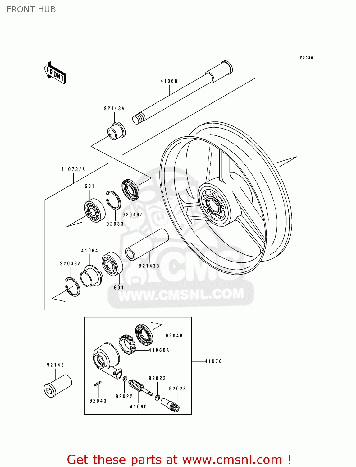 FRONT HUB ZX600D2A ZZR600 1991 UNITED KINGDOM FG