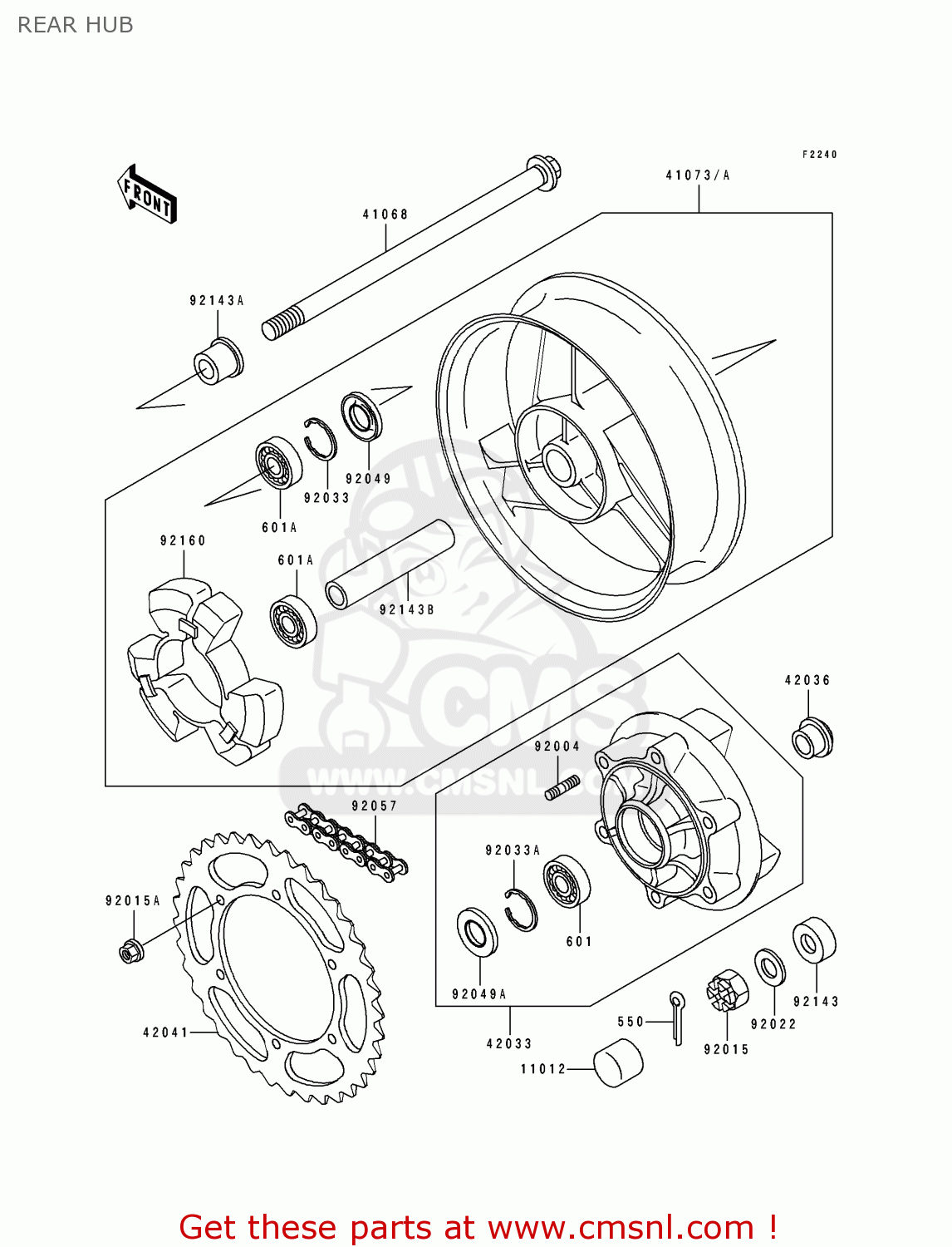 REAR HUB ZX600D2A ZZR600 1991 UNITED KINGDOM FG