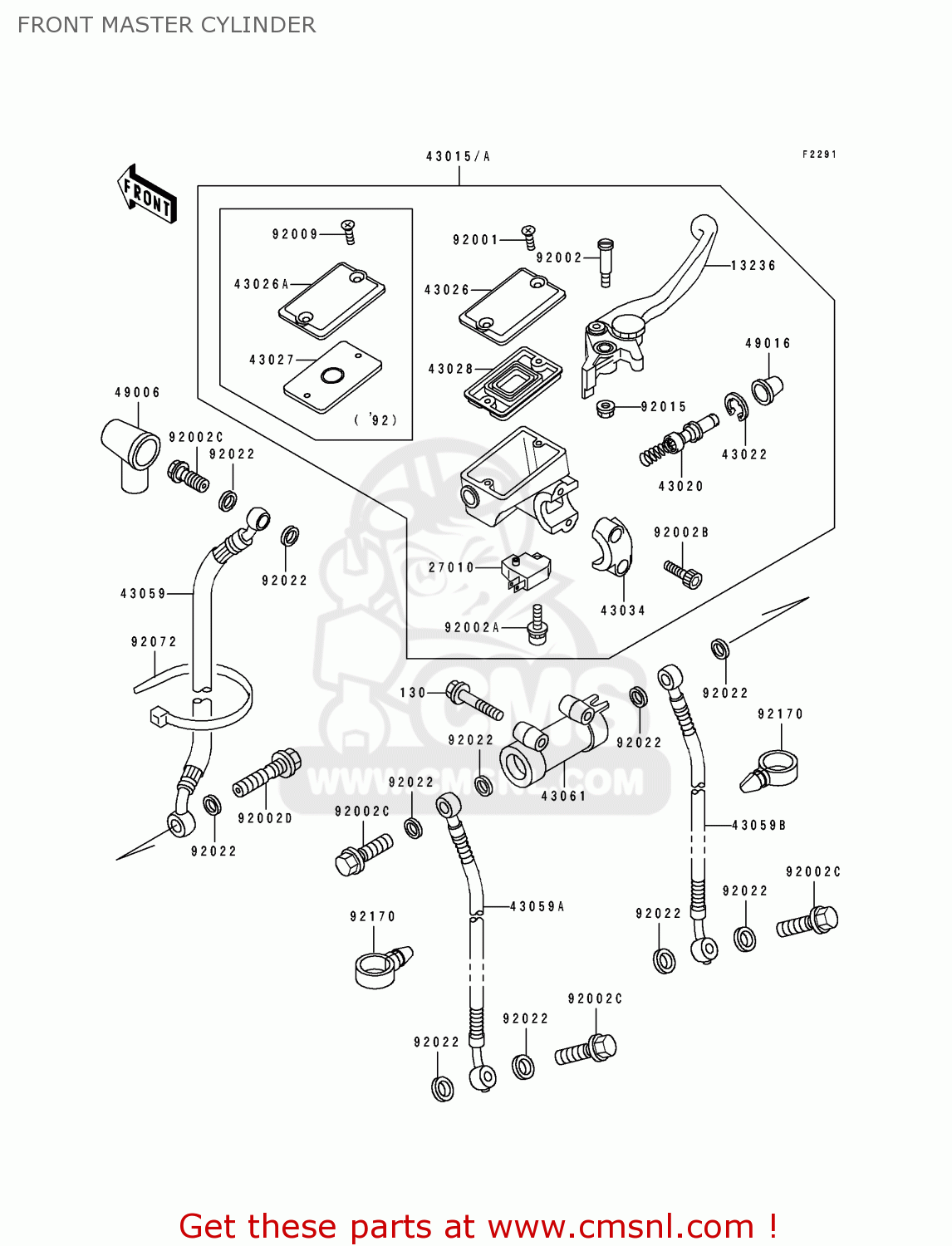 FRONT MASTER CYLINDER ZX600D2A ZZR600 1991 UNITED KINGDOM FG