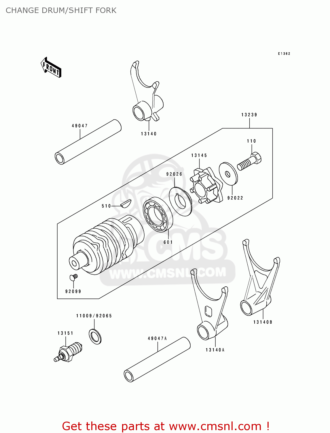 CHANGE DRUM/SHIFT FORK ZX600D3 NINJA ZX6 1992 USA CALIFORNIA CANADA