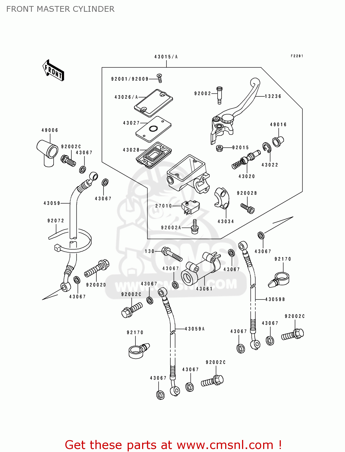 FRONT MASTER CYLINDER ZX600D3 NINJA ZX6 1992 USA CALIFORNIA CANADA