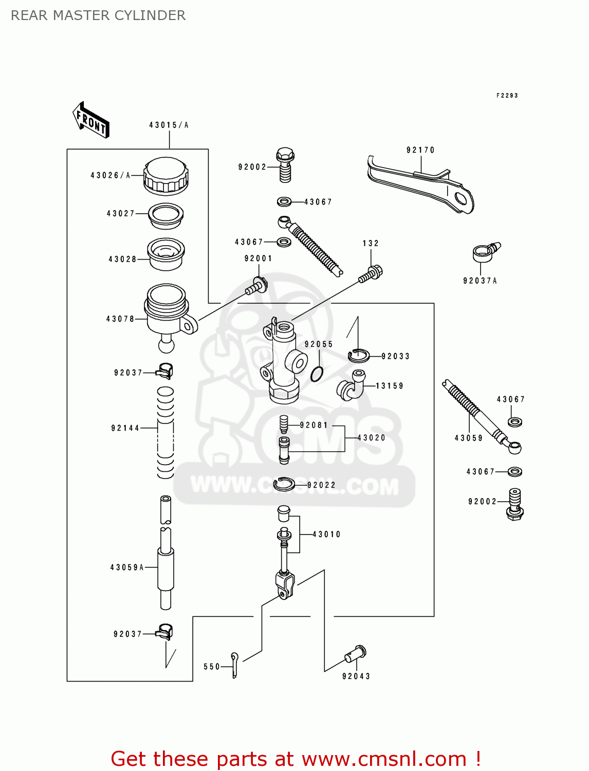 REAR MASTER CYLINDER ZX600D3 NINJA ZX6 1992 USA CALIFORNIA CANADA