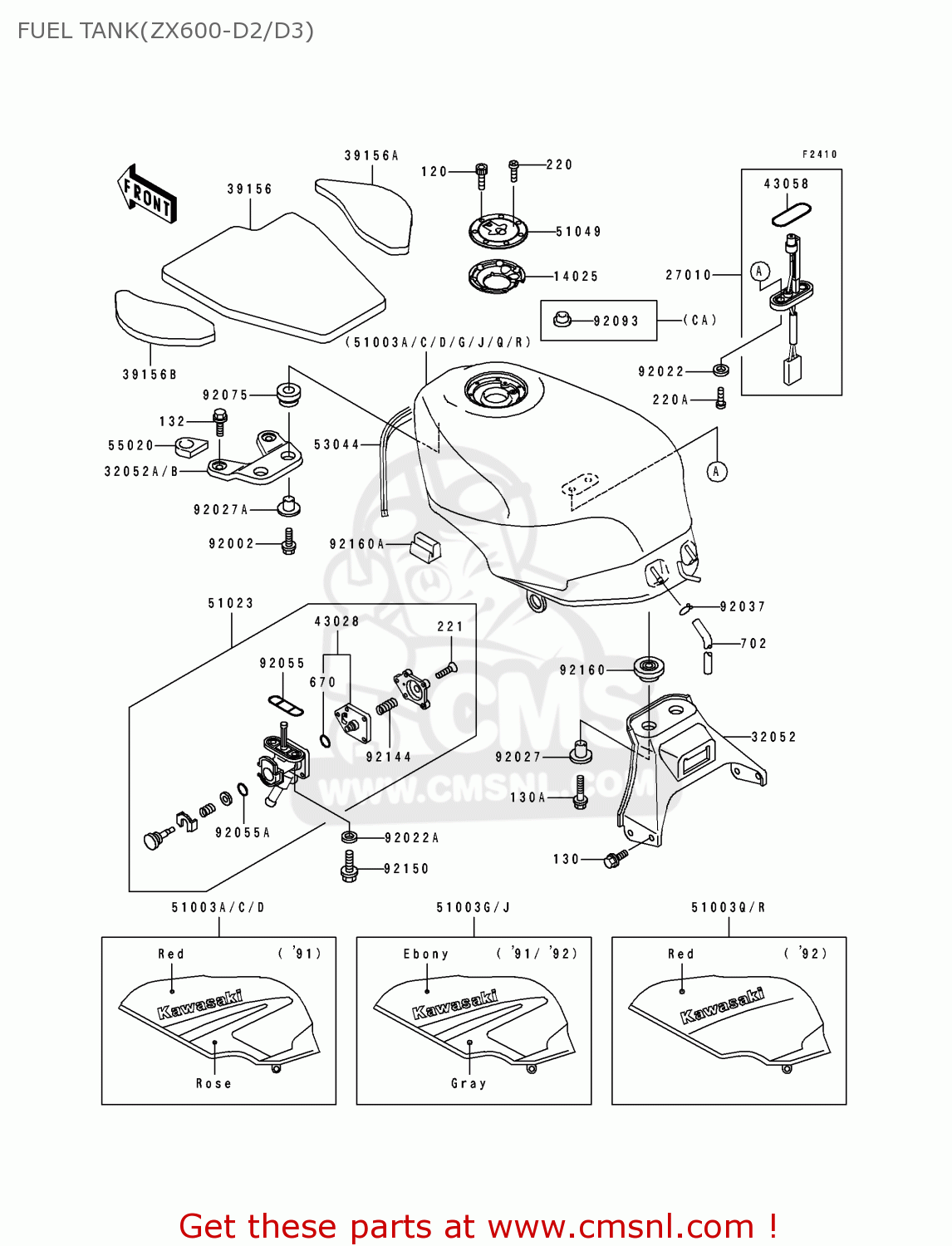 FUEL TANK(ZX600-D2/D3) ZX600D3 NINJA ZX6 1992 USA CALIFORNIA CANADA
