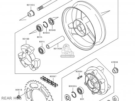 REAR HUB - ZX600D3 NINJA ZX6 1992 USA CALIFORNIA CANADA