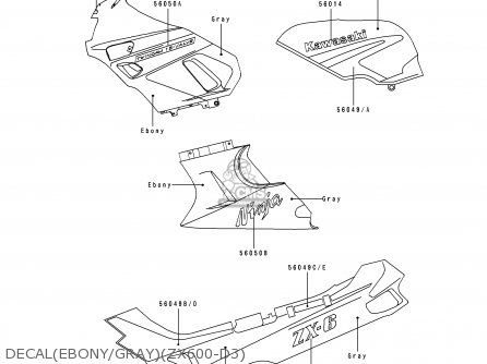 DECAL(EBONY/GRAY)(ZX600-D3) - ZX600D3 NINJA ZX6 1992 USA CALIFORNIA CANADA