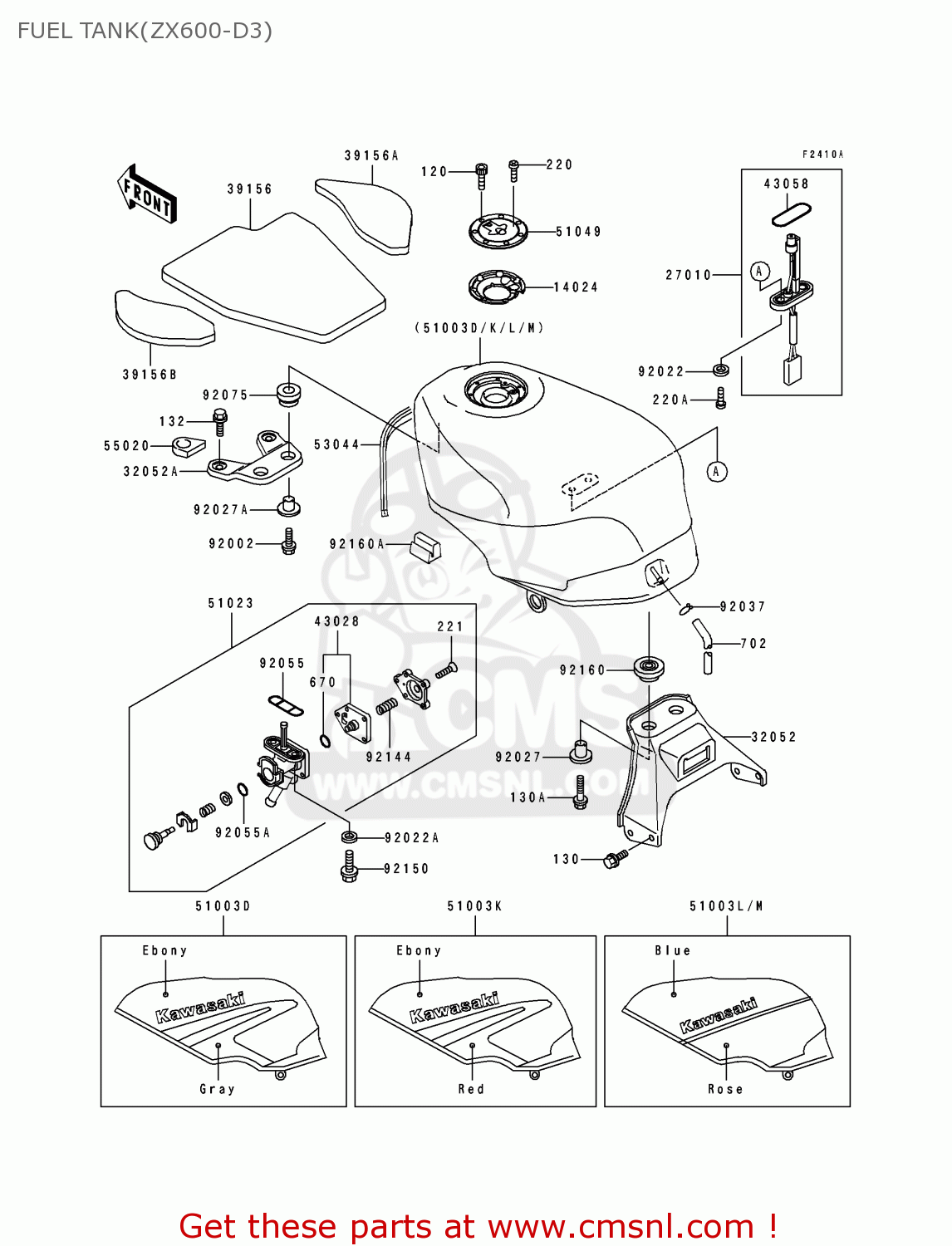FUEL TANK(ZX600-D3) ZX600D3 ZZR600 1992 EUROPE UK FR AR FG GR IT NR SD SP ST