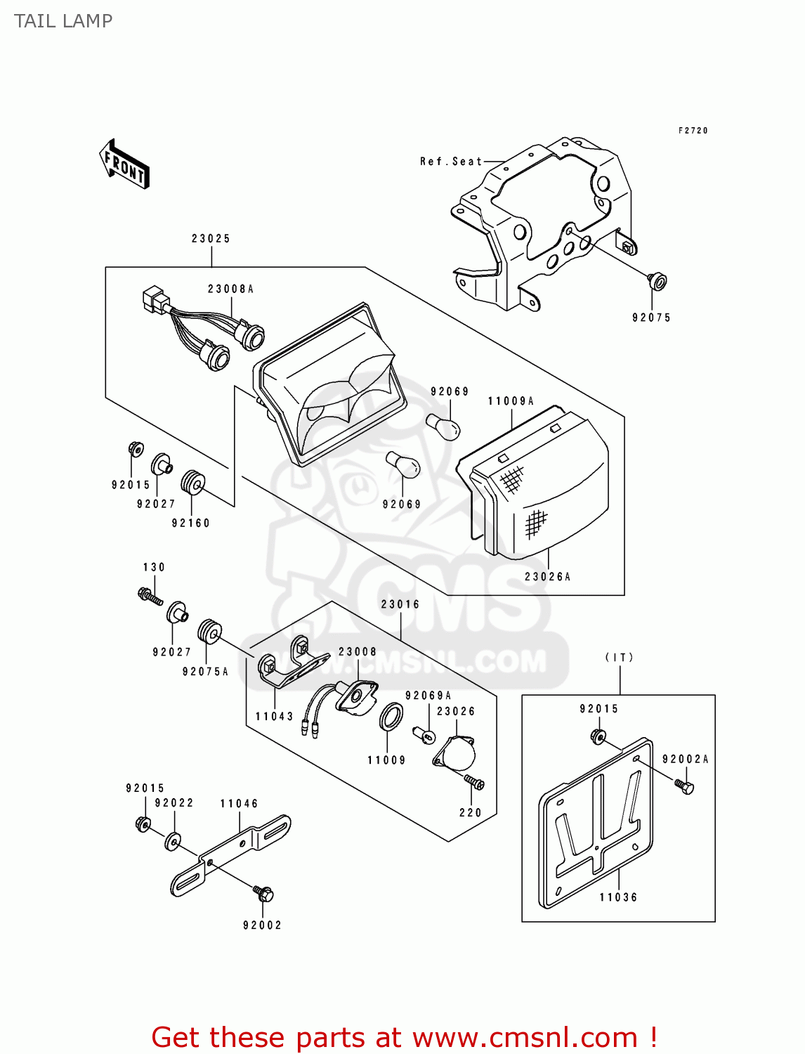 TAIL LAMP ZX600D3 ZZR600 1992 EUROPE UK FR AR FG GR IT NR SD SP ST