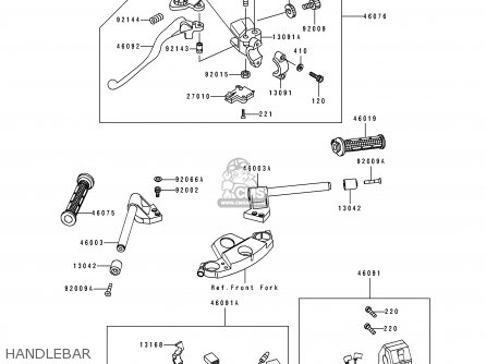 HANDLEBAR - ZX600D3 ZZR600 1992 EUROPE UK FR AR FG GR IT NR SD SP ST