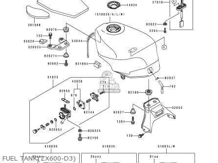 FUEL TANK(ZX600-D3) - ZX600D3 ZZR600 1992 EUROPE UK FR AR FG GR IT NR SD SP ST