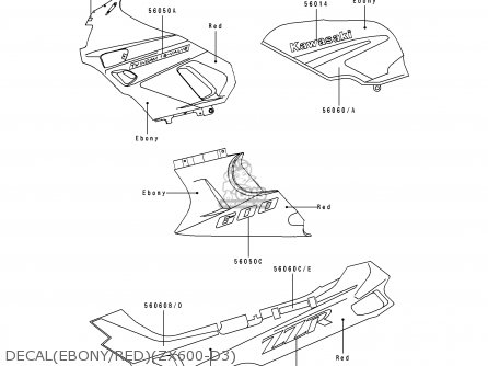 DECAL(EBONY/RED)(ZX600-D3) - ZX600D3 ZZR600 1992 EUROPE UK FR AR FG GR IT NR SD SP ST