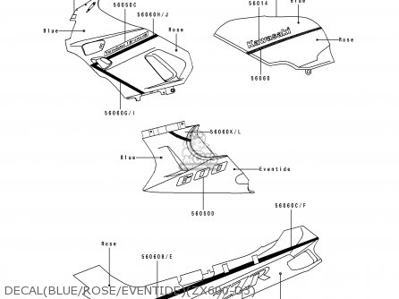 DECAL(BLUE/ROSE/EVENTIDE)(ZX600-D3) - ZX600D3 ZZR600 1992 EUROPE UK FR AR FG GR IT NR SD SP ST